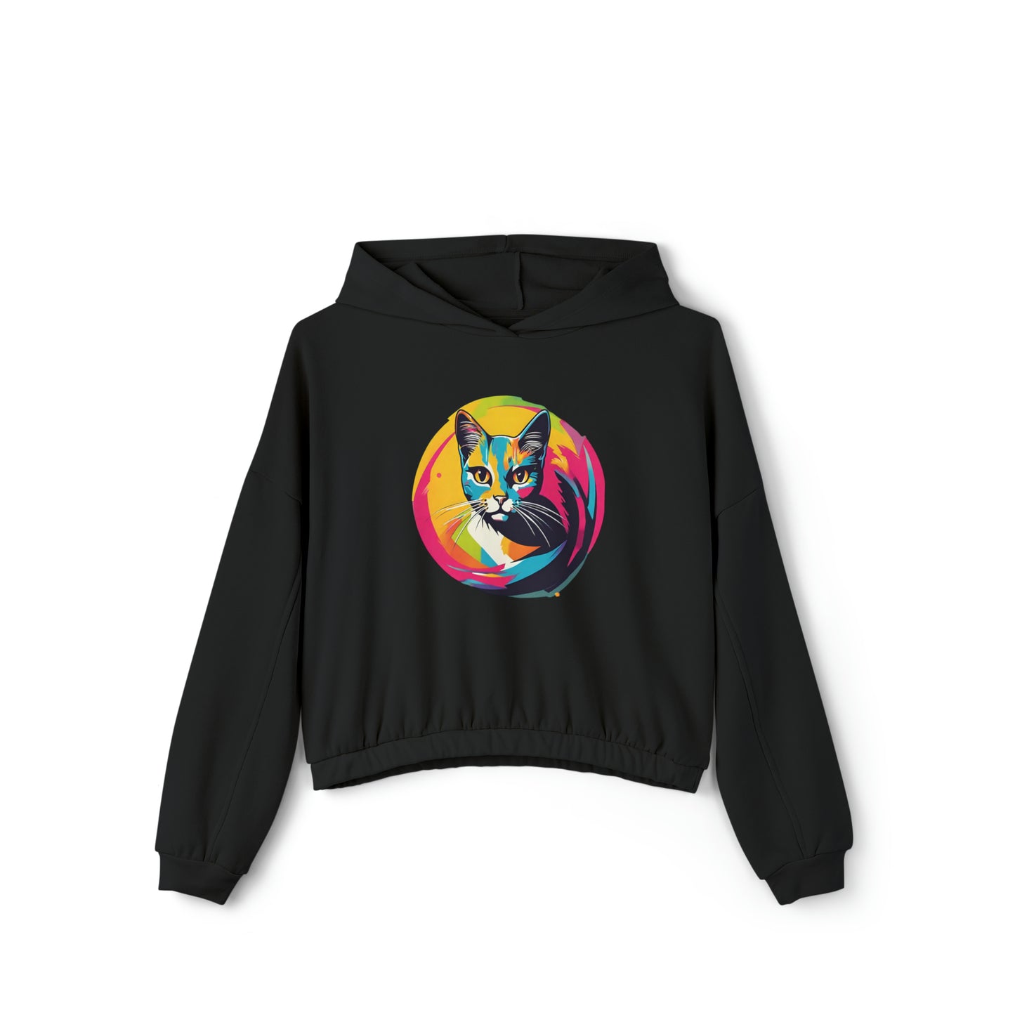 Colorful Cat Women's Cinched Bottom Hoodie