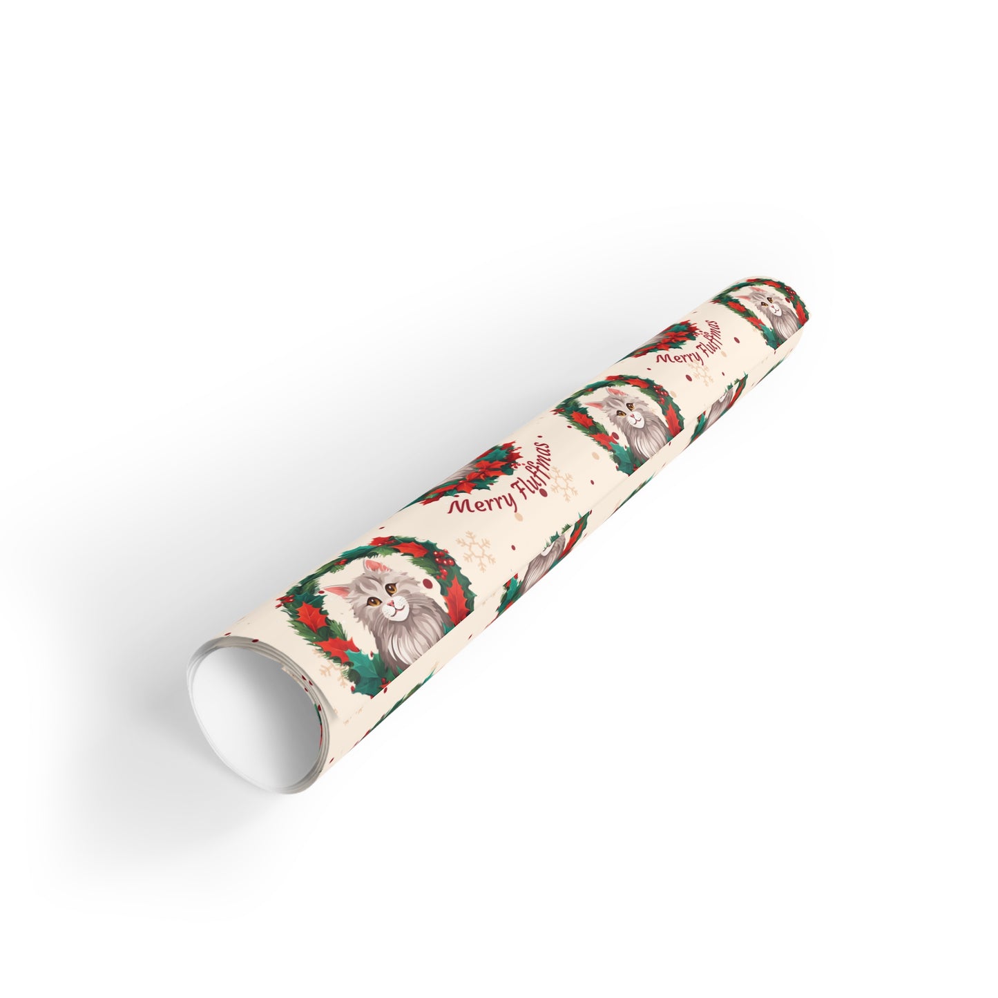 Merry Fluffmas Cat Gift Wrap Paper