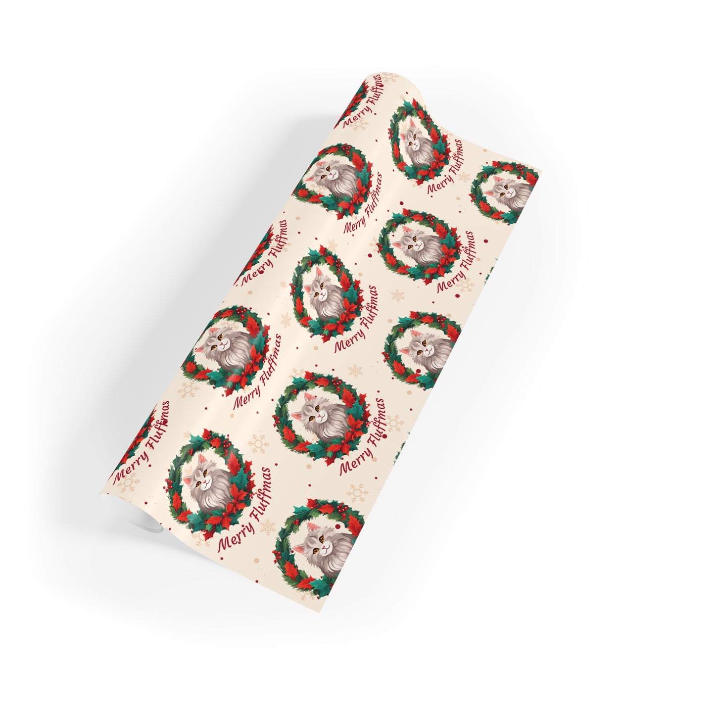 Merry Fluffmas Cat Gift Wrap Paper