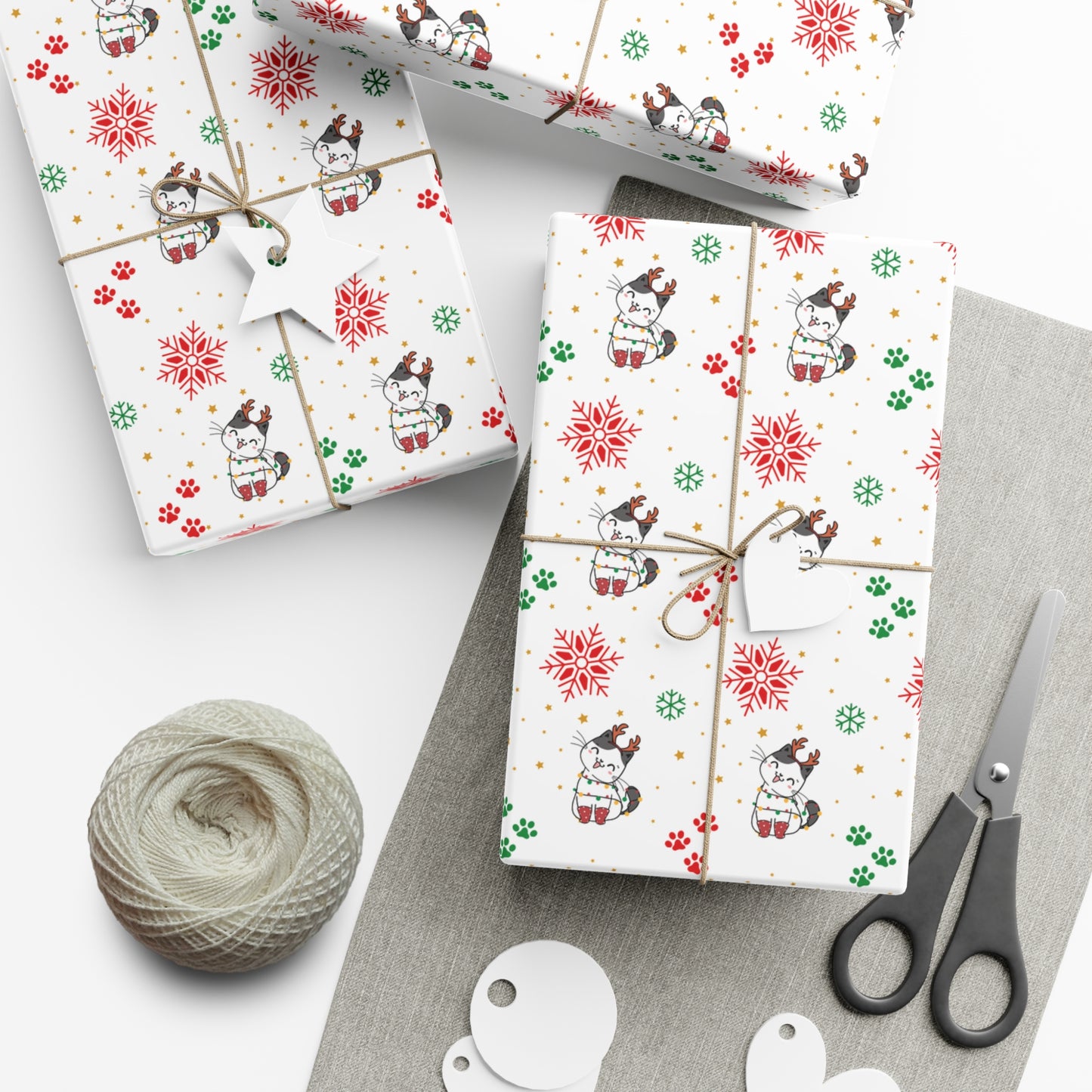 Festive Cat Gift Wrap Paper