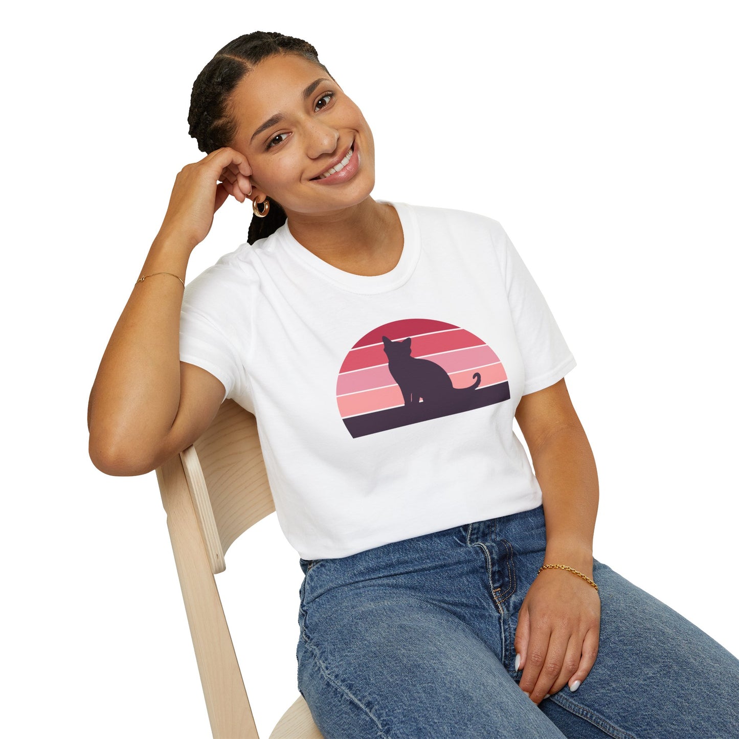 Pawfect Sunset Cat - Unisex Softstyle T-Shirt