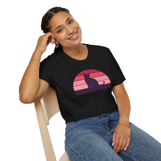 Pawfect Sunset Cat - Unisex Softstyle T-Shirt