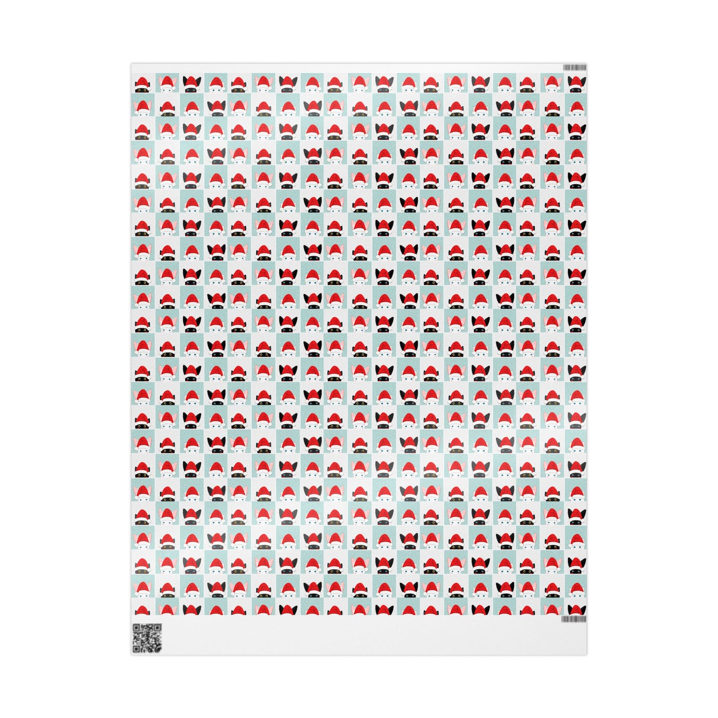 Christmas Cat Wrapping Paper — Cute Santa Hat Cat Gift Wrap