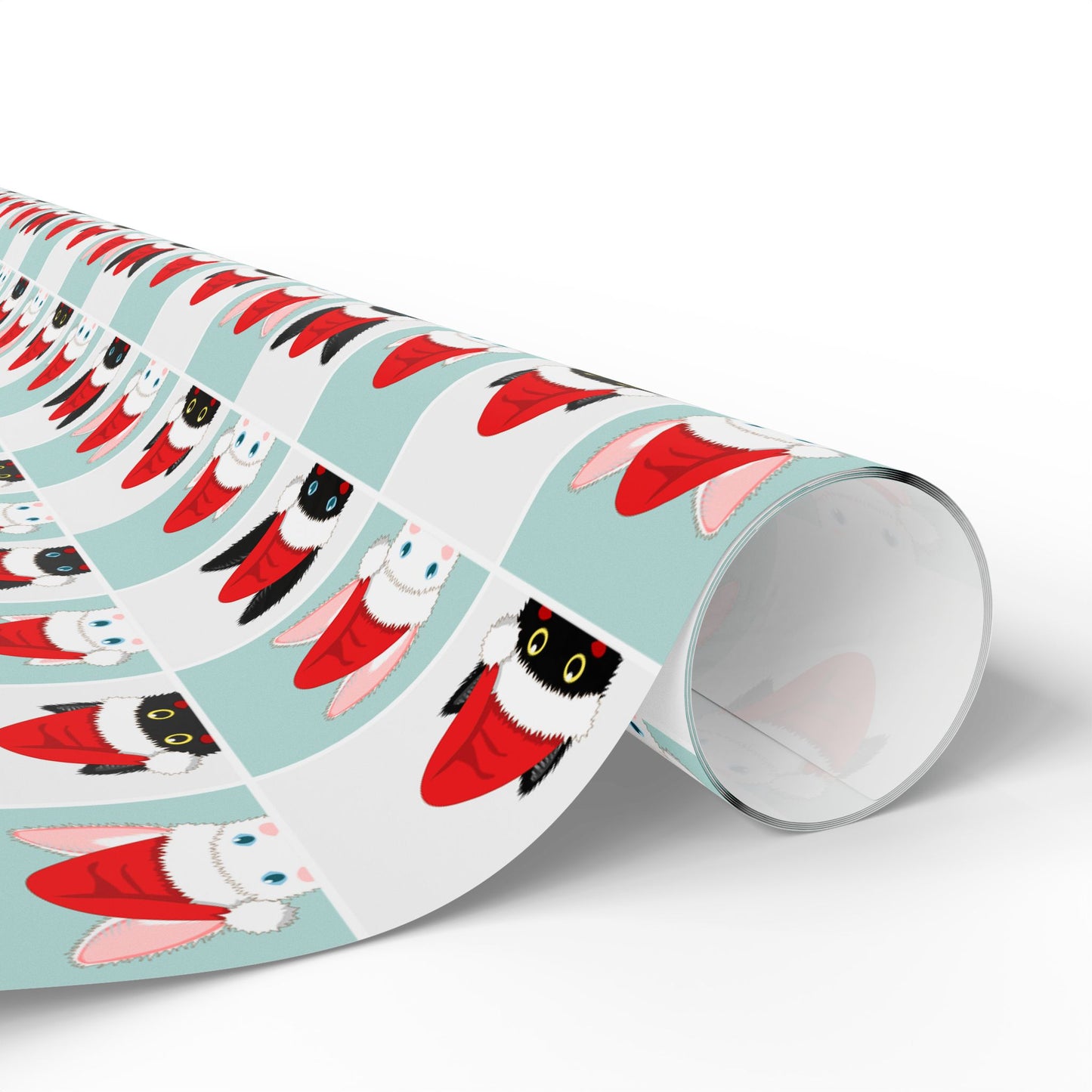 Christmas Cat Wrapping Paper — Cute Santa Hat Cat Gift Wrap