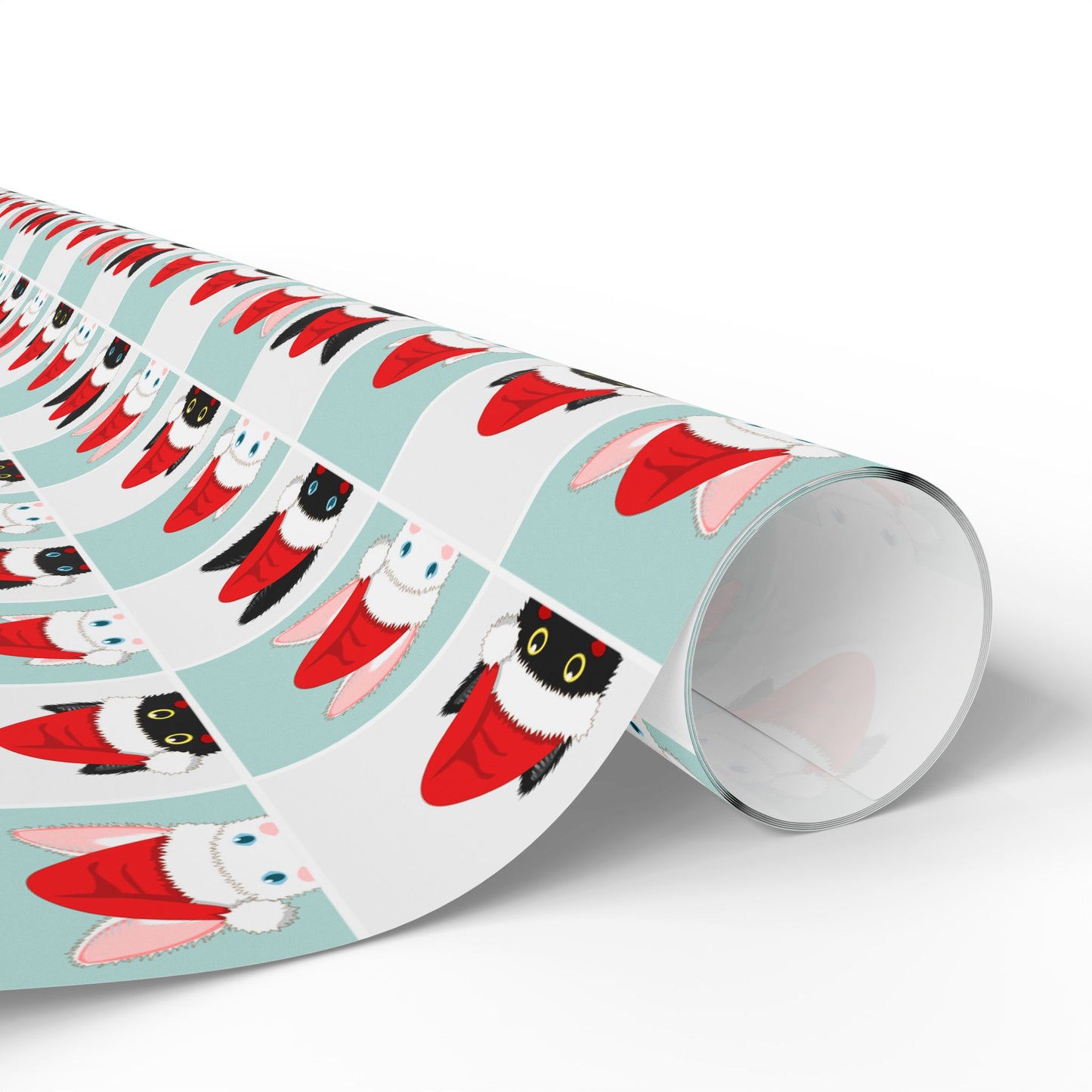 Christmas Cat Wrapping Paper — Cute Santa Hat Cat Gift Wrap