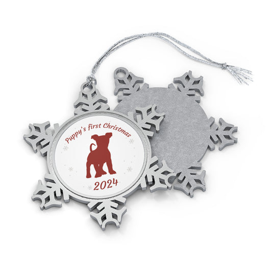 Puppy's First Christmas 2024 Snowflake Ornament