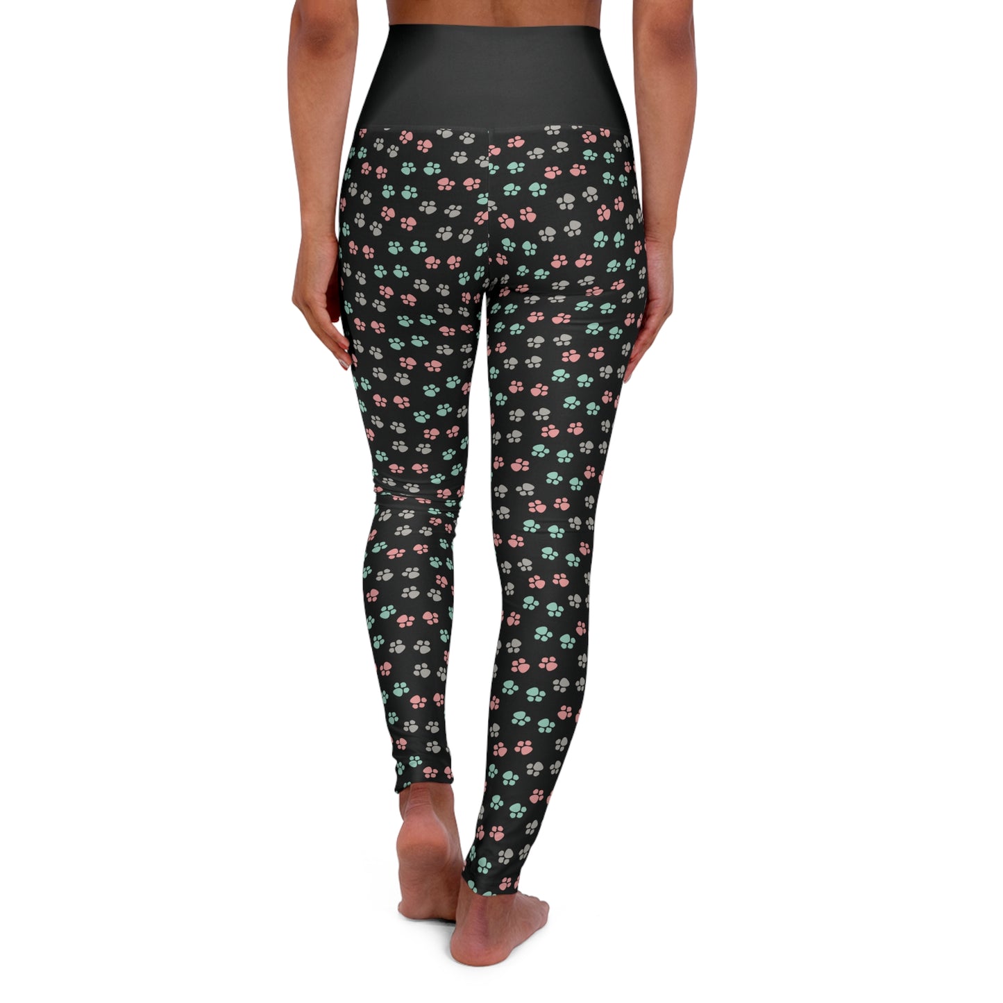 Black Paw Print High Waisted Yoga Leggings